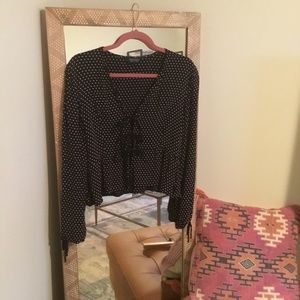 Topshop Tie Front Cropped Blouse